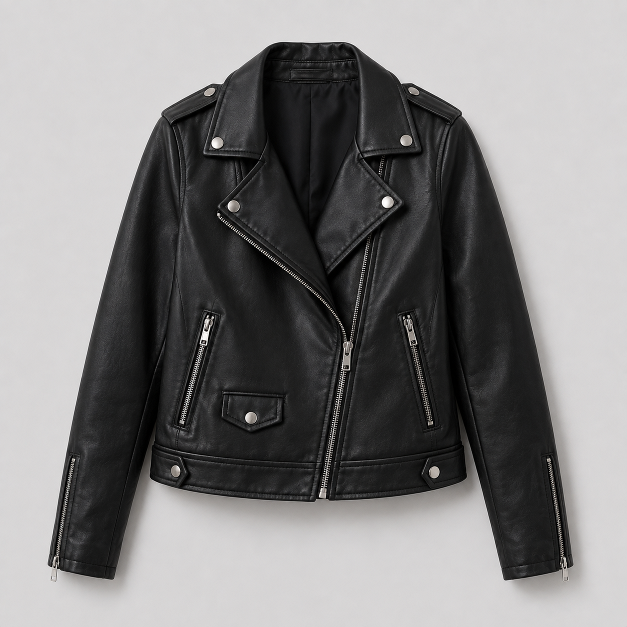 faux leather biker jacket