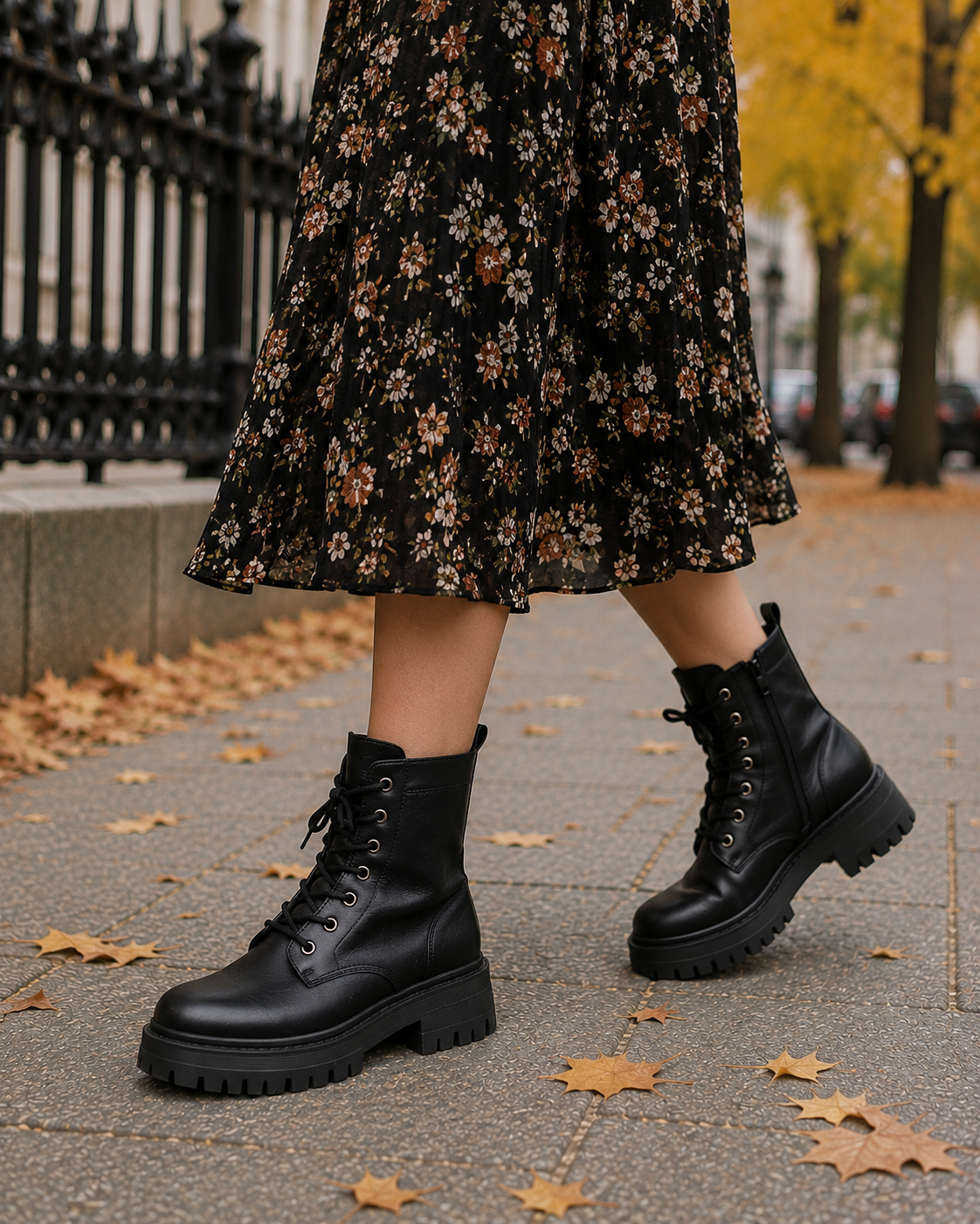 black combat boots