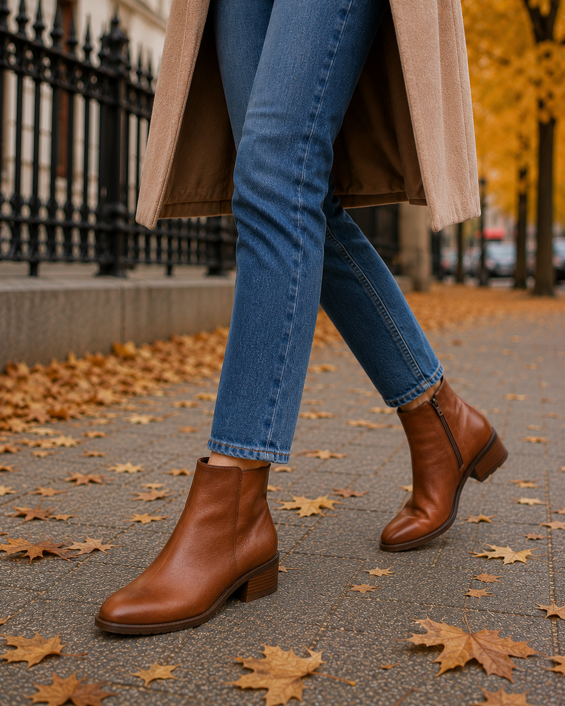 brown leather ankle boots
