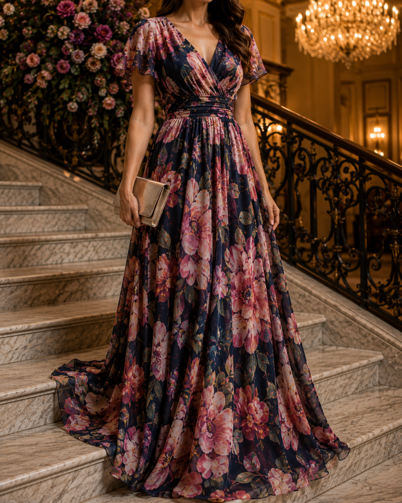 floral maxi dress wedding guest