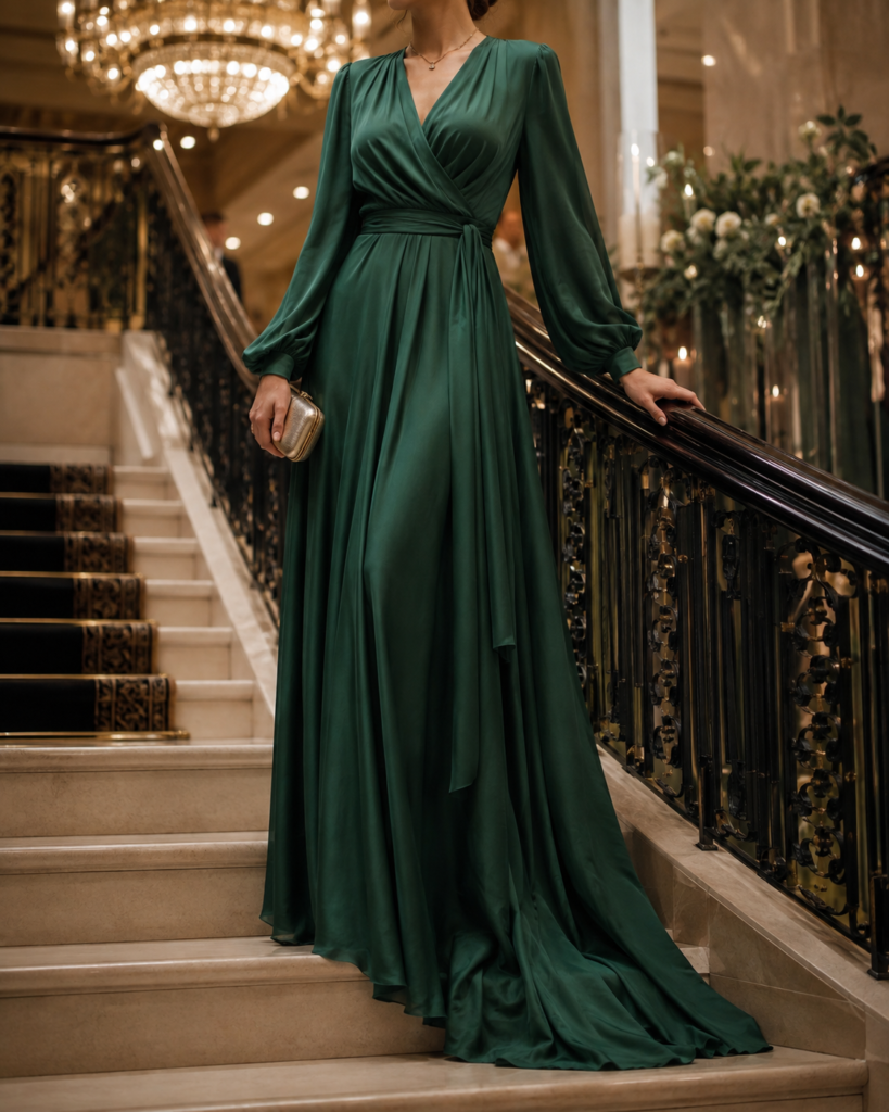 green maxi dress wedding guest