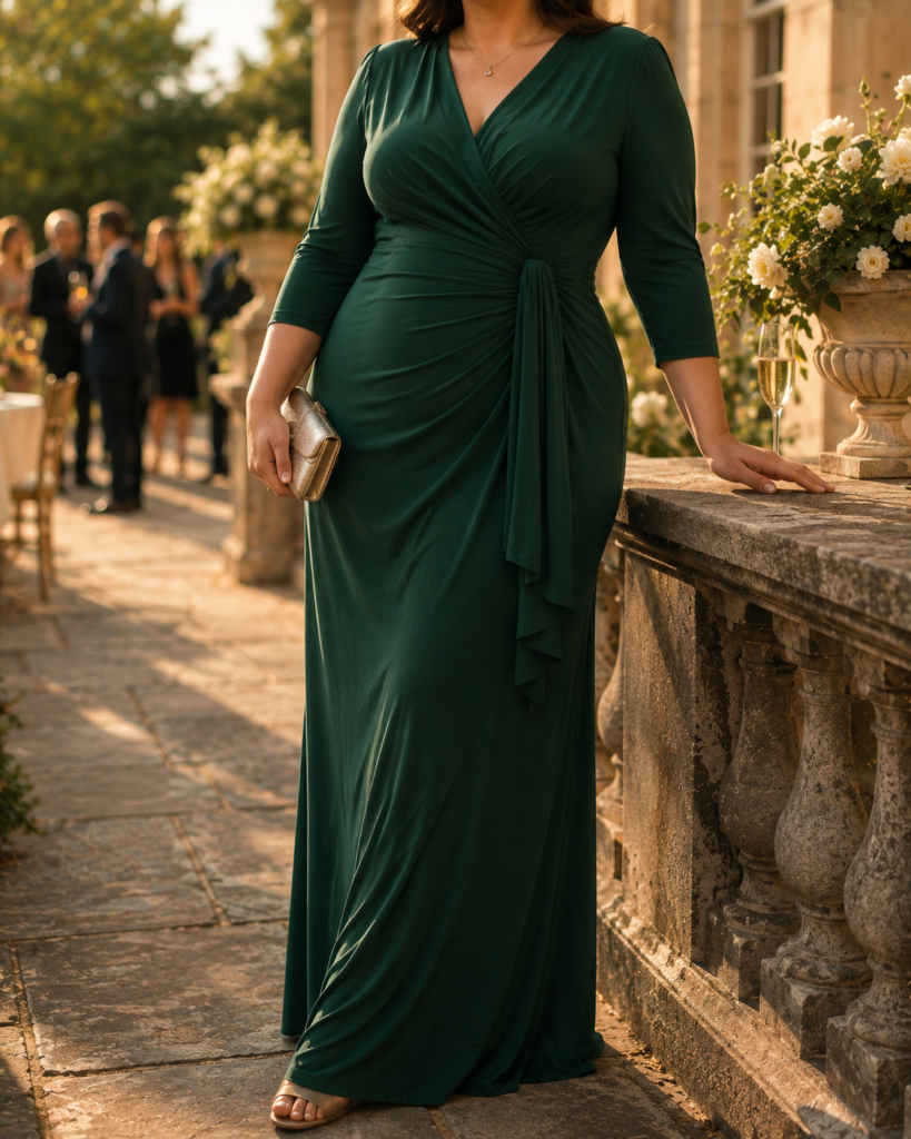plus size green wedding guest dress