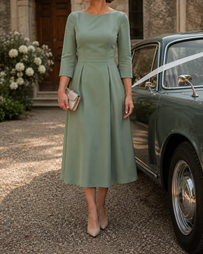 petite green wedding guest dress