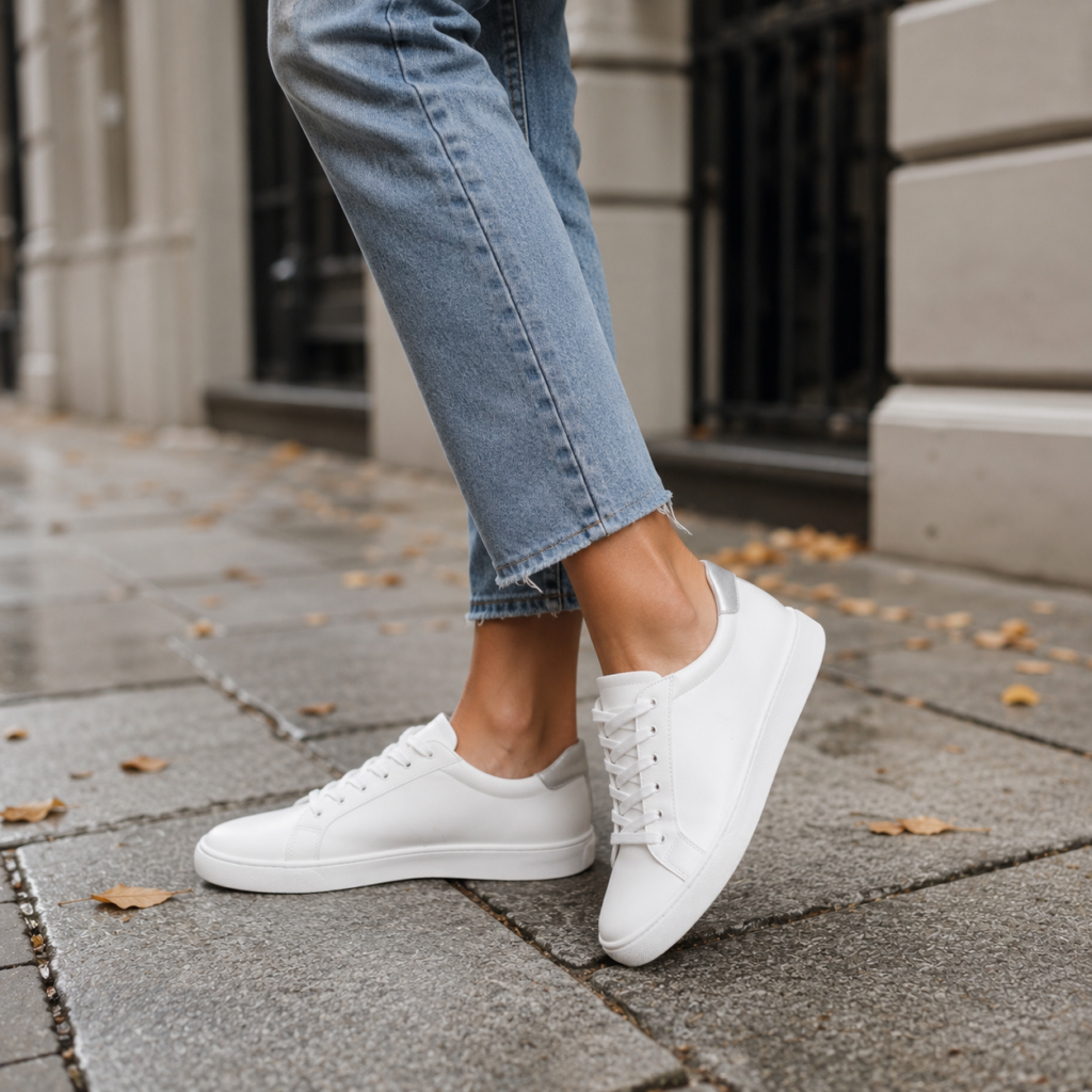 white leather trainers