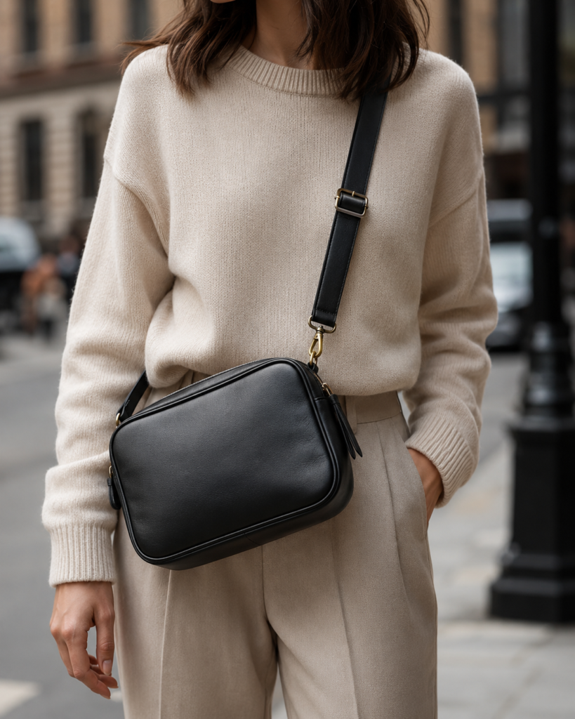 black leather crossbody bag women