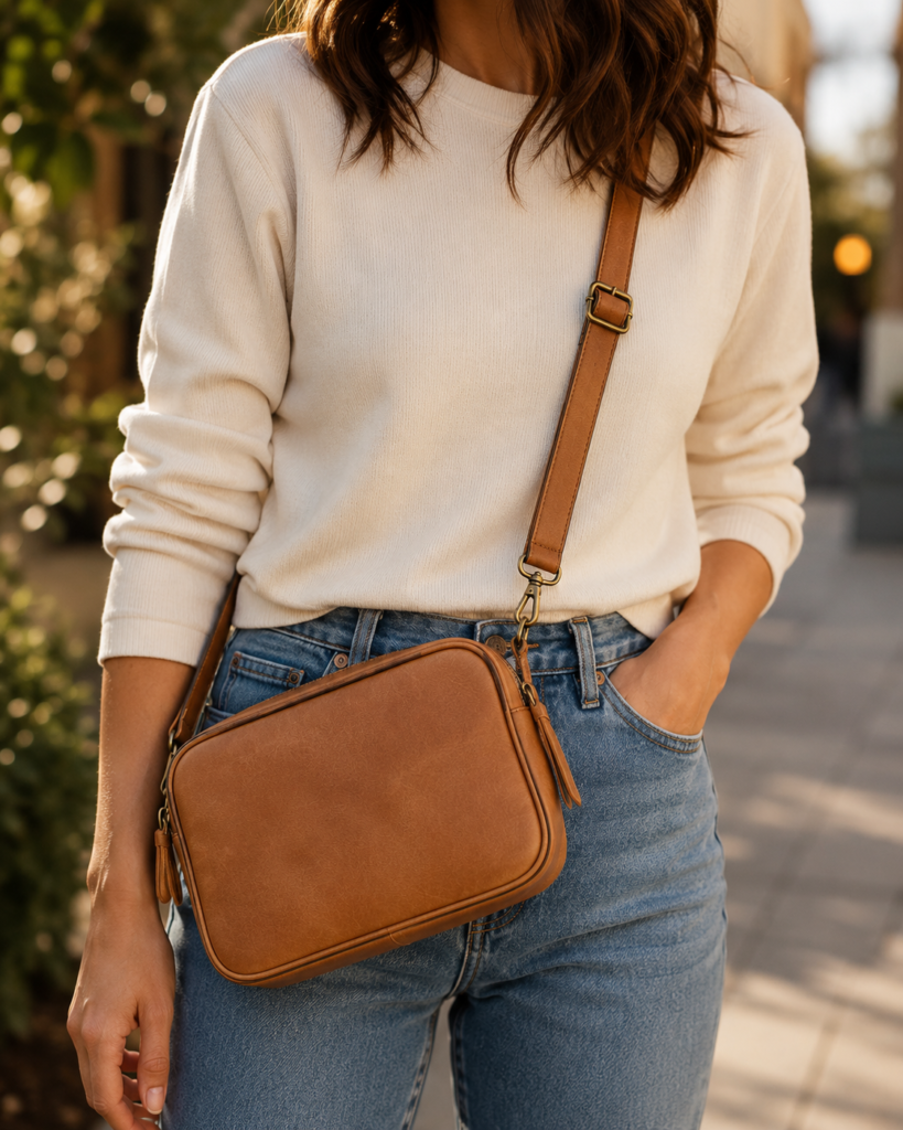 tan leather crossbody bag women