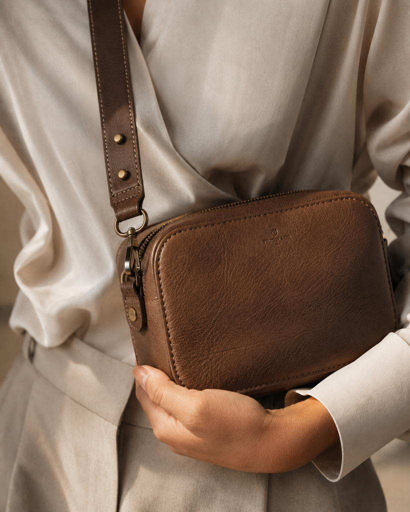 full grain leather crossbody bag