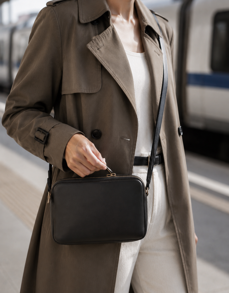 leather crossbody bag zip