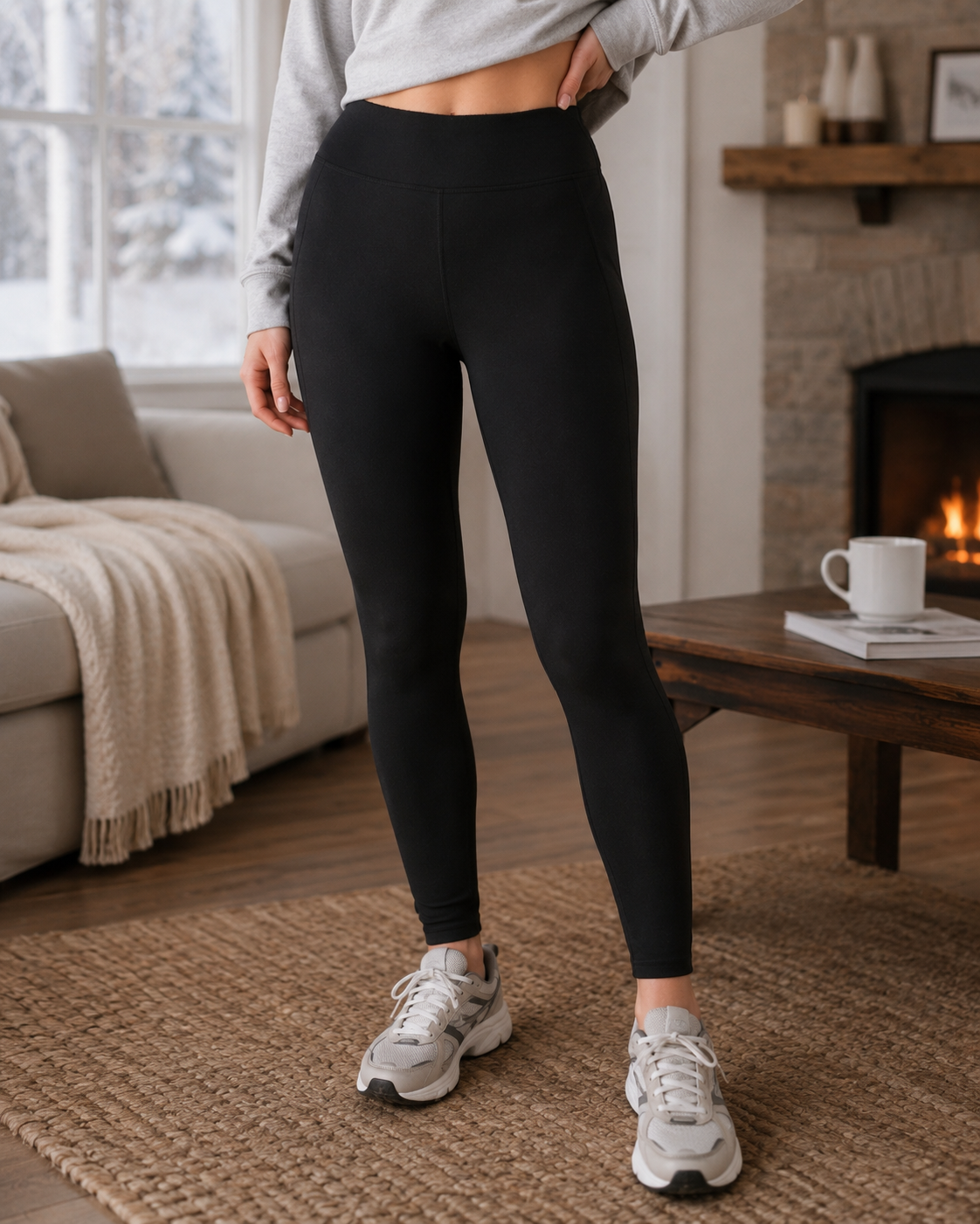 budget black thermal leggings