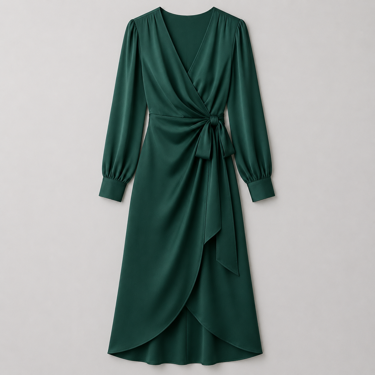Wrap-Front Midi Dress