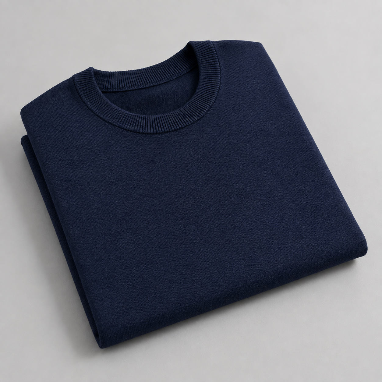 Fine-Knit Navy Crew Jumper