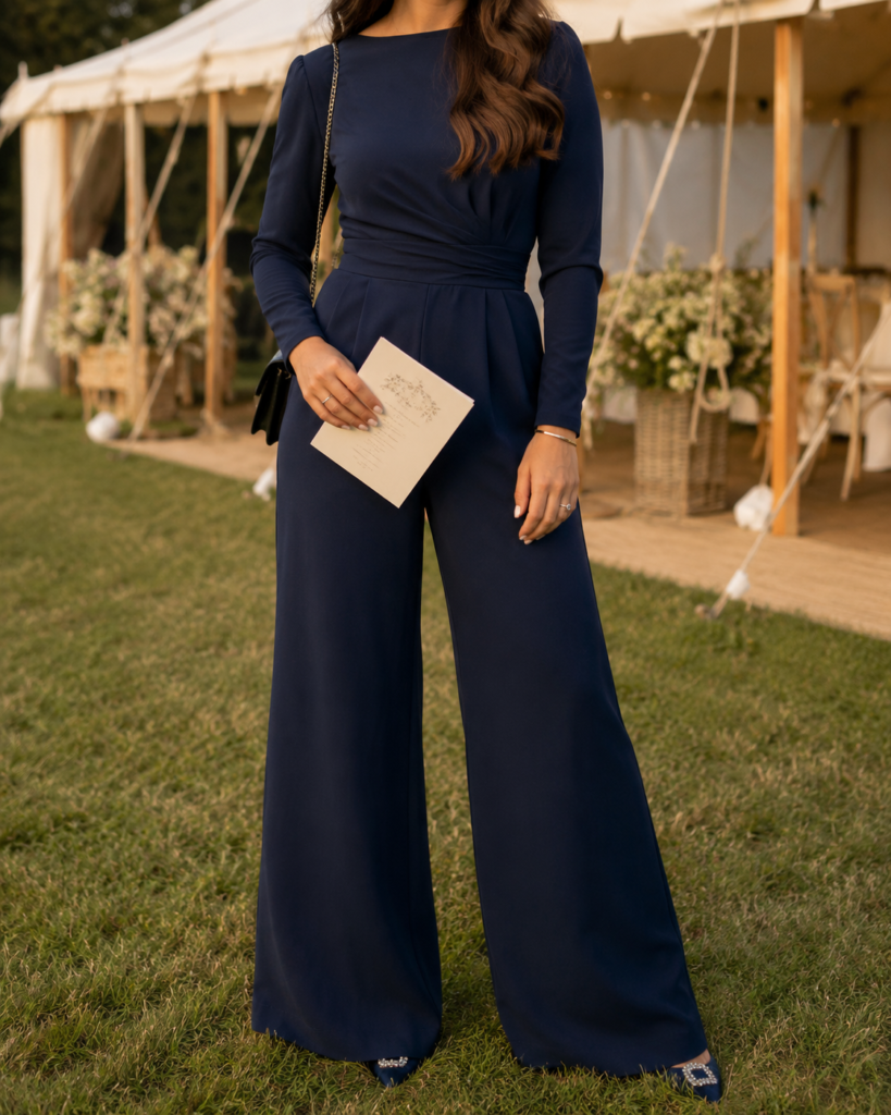 alternative wedding guest jumpsuit with sleeves