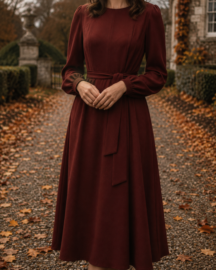 autumn long sleeve wedding guest dress