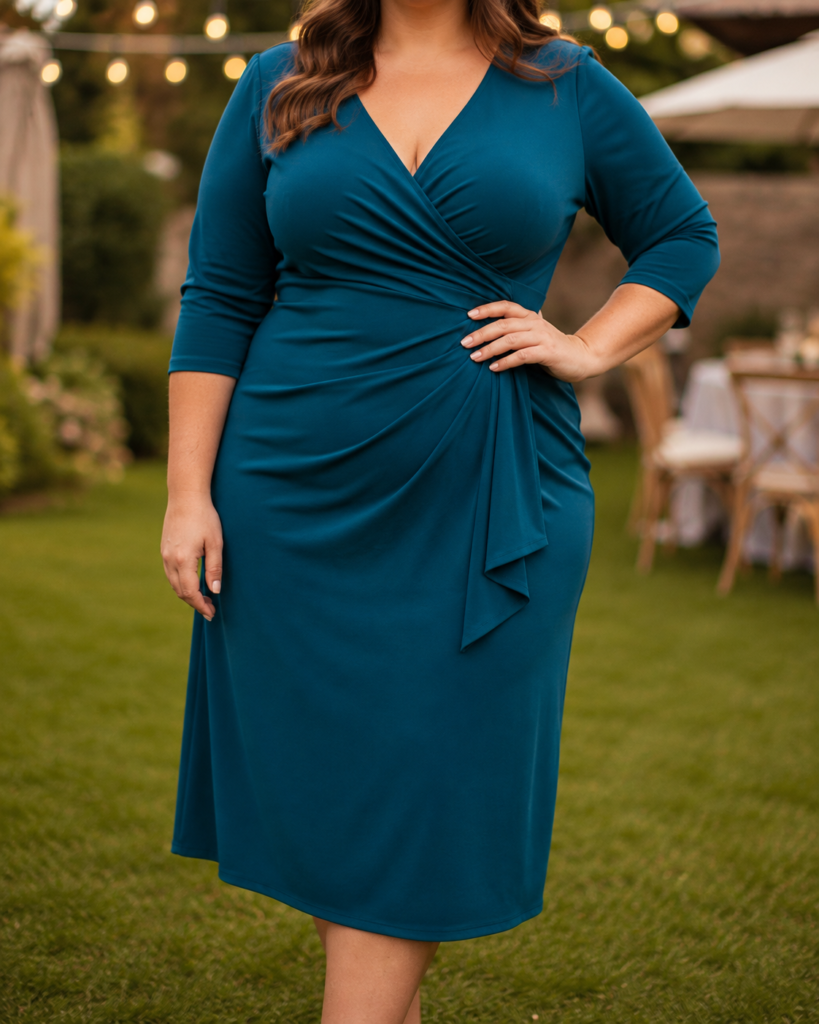 plus size wedding guest dress with sleeves