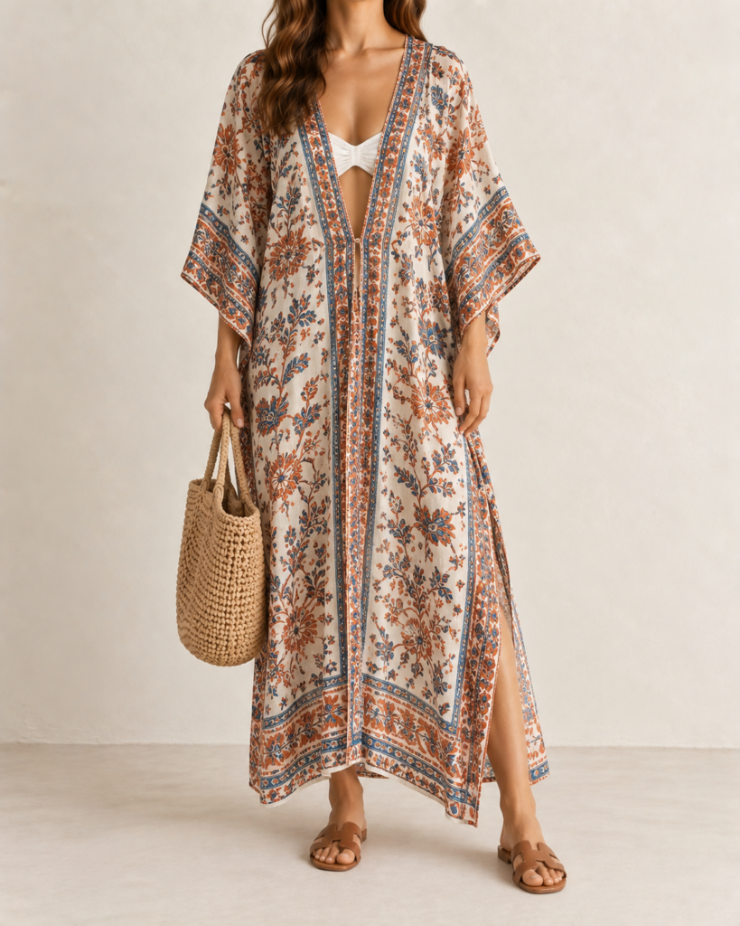 cotton kaftan beach dress plus size print