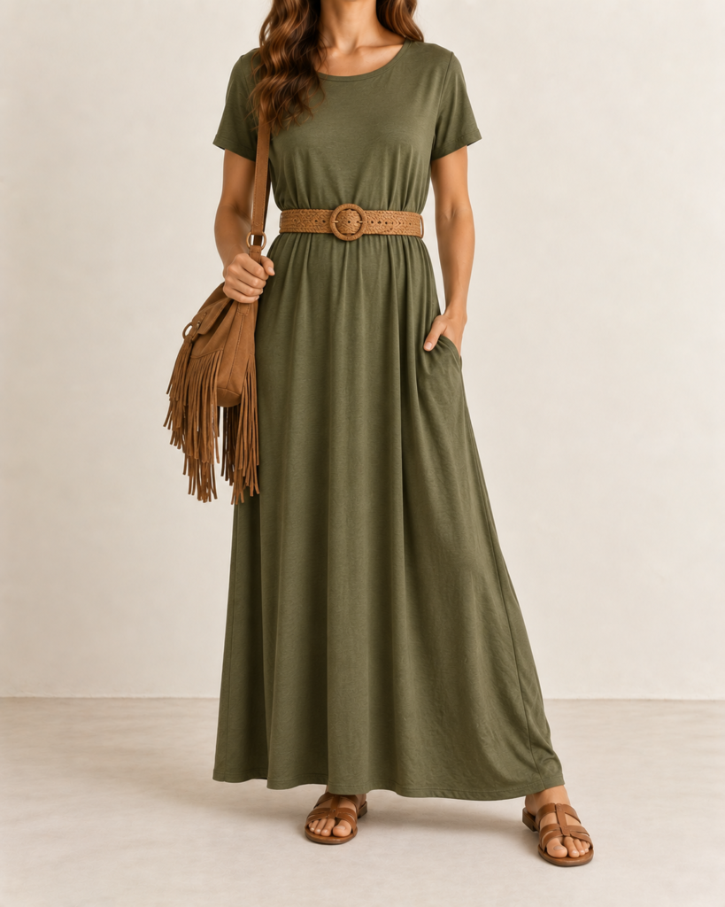 tencede plus size maxi dress with pockets