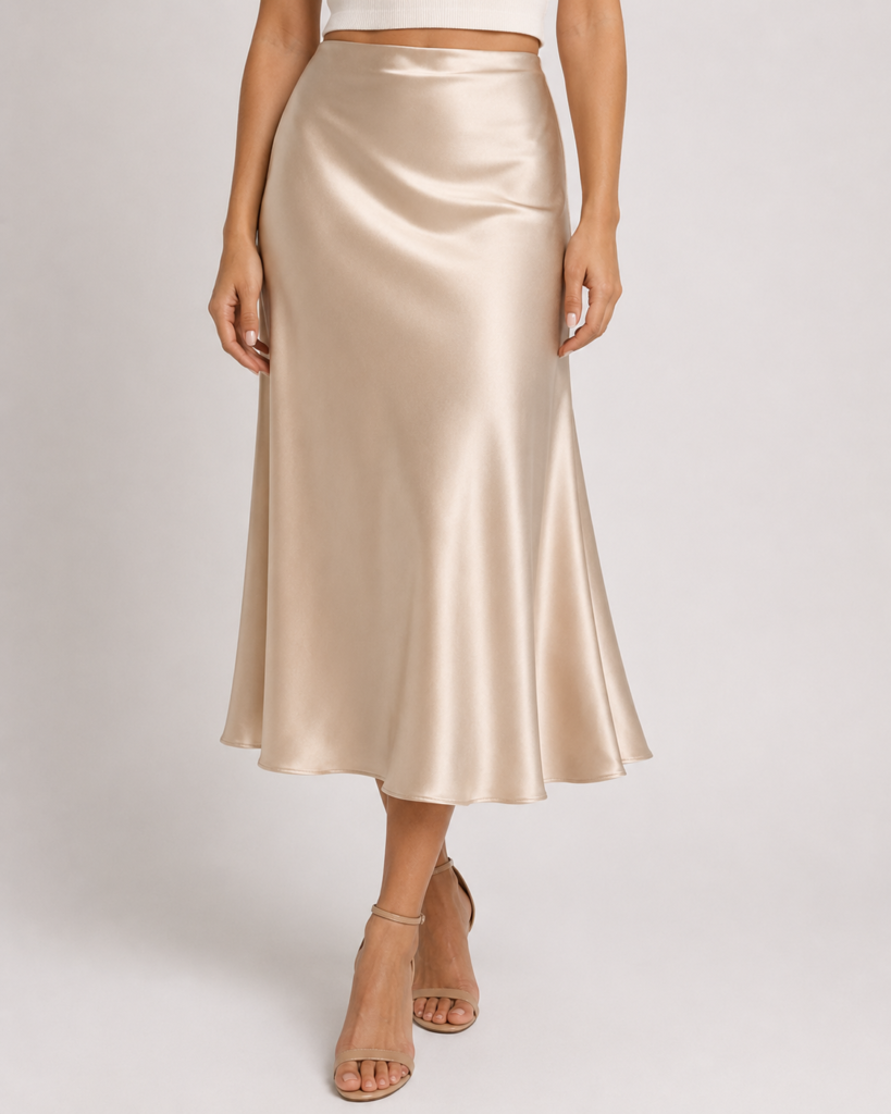 satin midi skirt